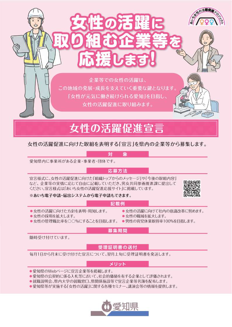 「女性の活躍に取り組む企業等を応援します！」表紙